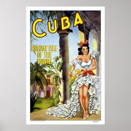 Vintage Cuba Dancer Travel Poster