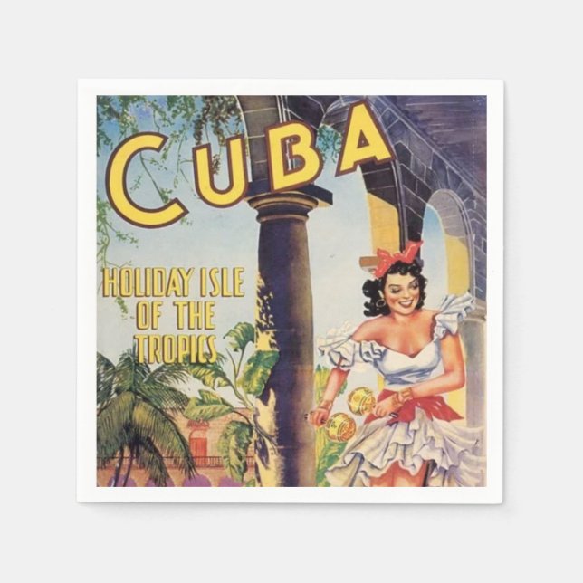Vintage Cuba Holiday Isle of Tropics Napkins (Front)