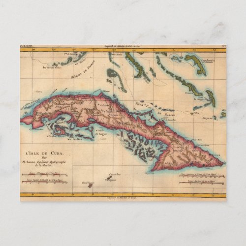 Vintage Cuba Island Map Old Travel Postcard