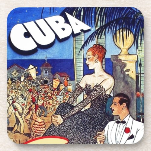 Vintage Cuba So Near So Fast Travel Coaster