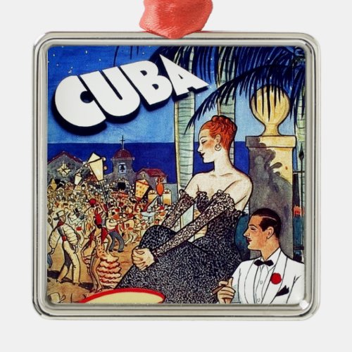 Vintage Cuba So Near So Fast Travel Metal Ornament
