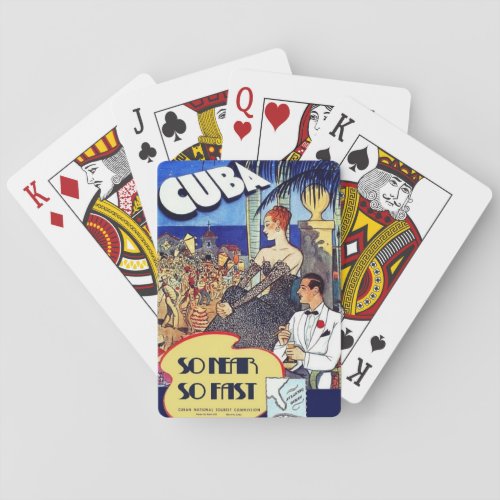 Vintage Cuba So Near So Fast Travel Playing Cards