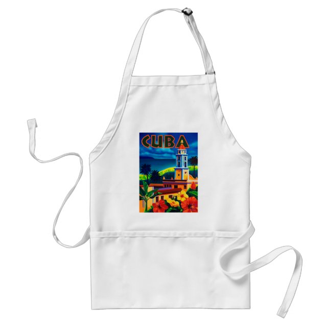 Vintage Cuba Travel Adult Apron (Front)