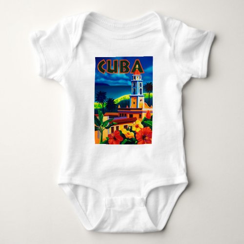 Vintage Cuba Travel Baby Bodysuit