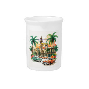 Vintage Cuba Travel - Greetings From Havana Beverage Pitcher
