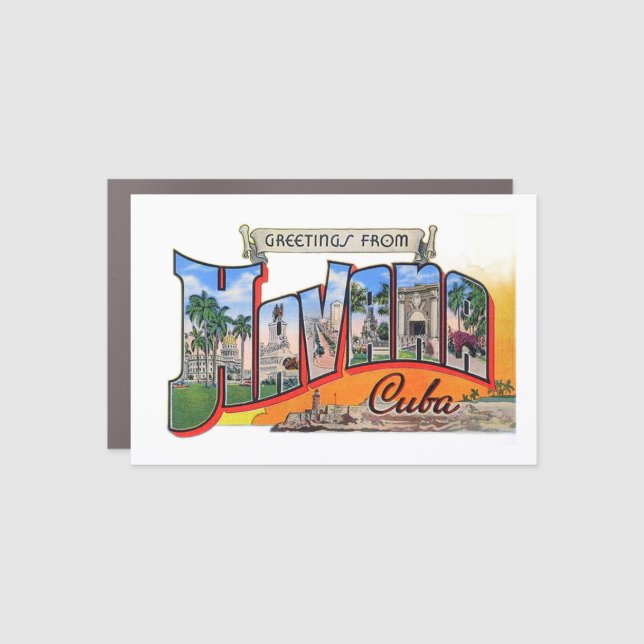 Vintage Cuba Travel - Greetings From Havana Car Magnet (Front)