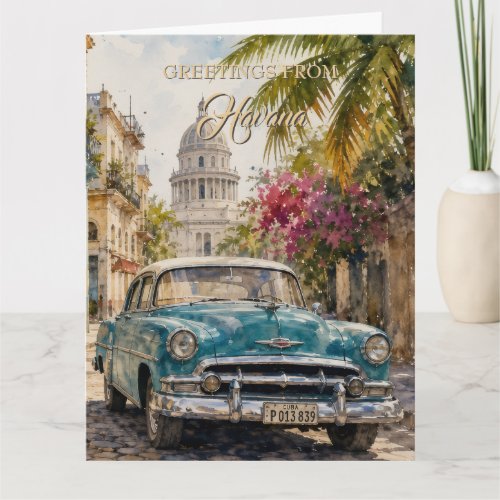Vintage Cuba Travel - Greetings From Havana Card