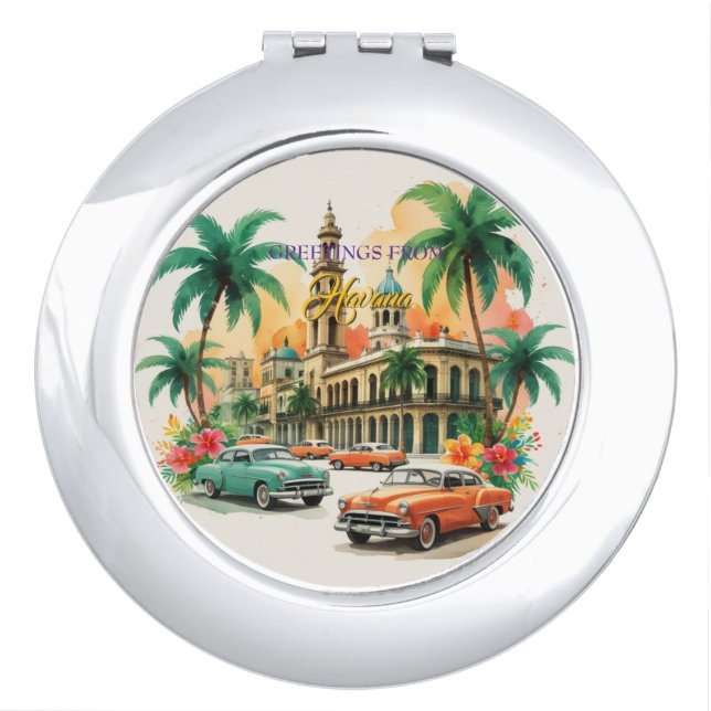 Vintage Cuba Travel - Greetings From Havana Compact Mirror