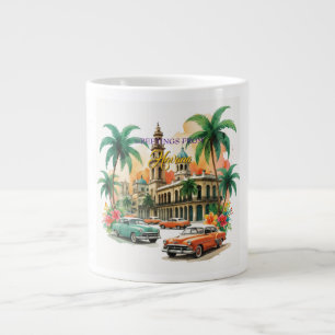 Vintage Cuba Travel - Greetings From Havana Giant Coffee Mug