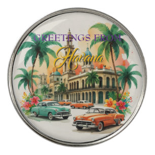 Vintage Cuba Travel - Greetings From Havana Golf Ball Marker