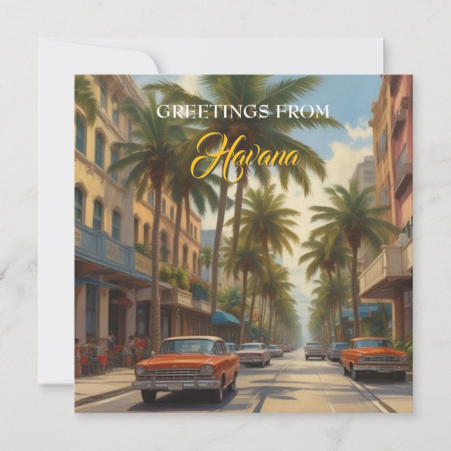 Vintage Cuba Travel - Greetings From Havana Holiday Card (Front)