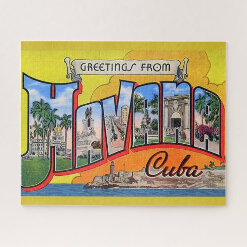 Vintage Cuba Travel _ Greetings From Havana Jigsaw Puzzle