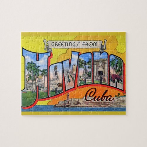 Vintage Cuba Travel _ Greetings From Havana Jigsaw Puzzle