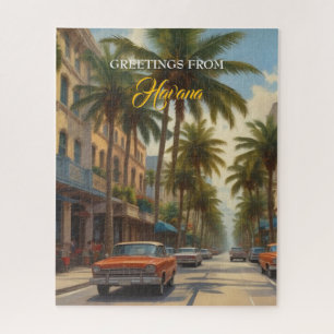 Vintage Cuba Travel - Greetings From Havana Jigsaw Puzzle