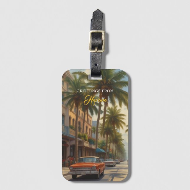 Vintage Cuba Travel - Greetings From Havana Luggage Tag (Front Vertical)