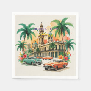 Vintage Cuba Travel - Greetings From Havana Napkins