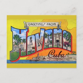 Vintage Cuba Travel - Greetings From Havana Postcard by made_in_atlantis at Zazzle