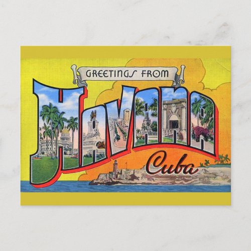 Vintage Cuba Travel _ Greetings From Havana Postcard