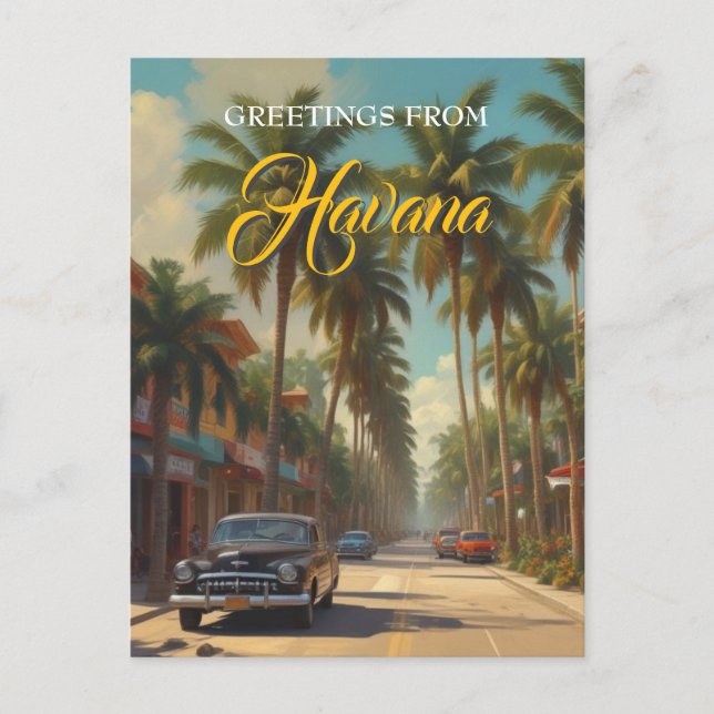 Vintage Cuba Travel - Greetings From Havana Postcard (Front)