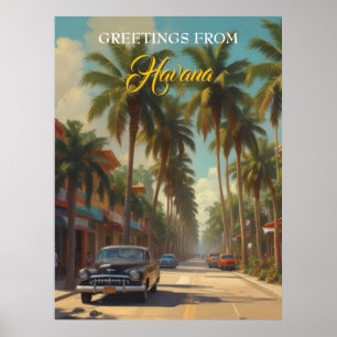 Vintage Cuba Travel - Greetings From Havana Poster