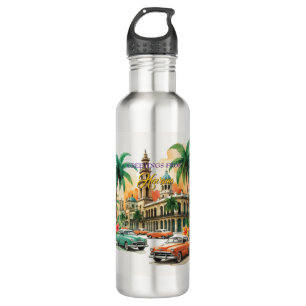 Vintage Cuba Travel - Greetings From Havana Stainless Steel Water Bottle