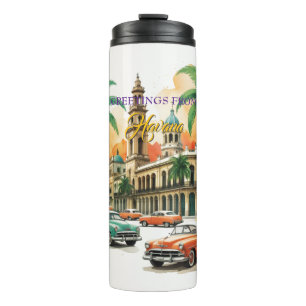 Vintage Cuba Travel - Greetings From Havana Thermal Tumbler