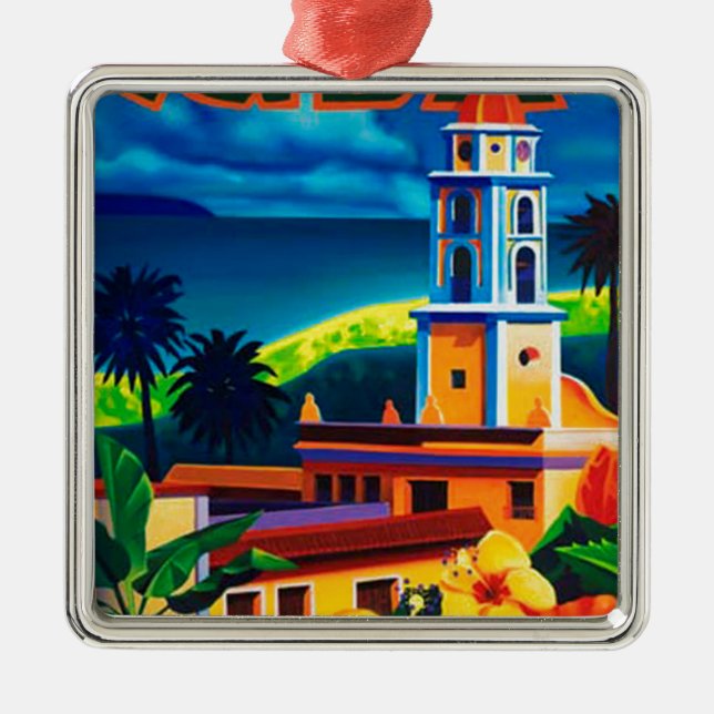 Vintage Cuba Travel Metal Ornament (Front)