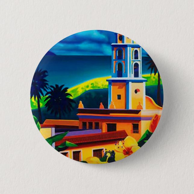 Vintage Cuba Travel Pinback Button (Front)