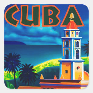 Vintage Cuba Travel Square Sticker