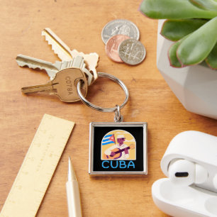 Vintage Cuban Music Cuba Flag Keychain