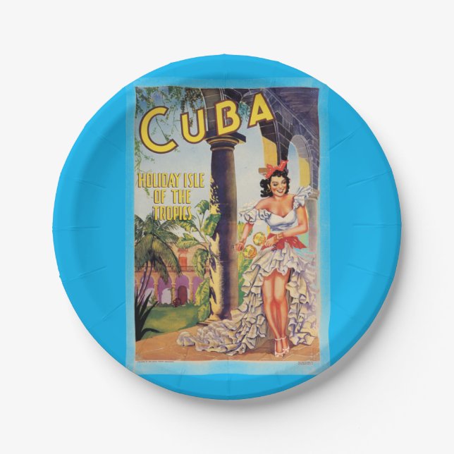 Vintage Cuban Tourist Commission Tropics Travel Paper Plates (Front)