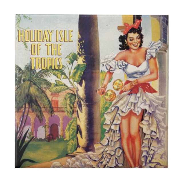 Vintage Cuban Tourist Commission Tropics Travel Tile (Front)