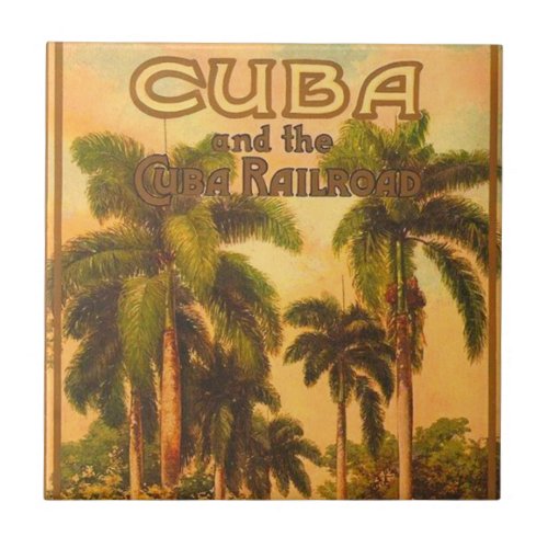 Vintage Cuban Travel _ Cuba Railroad Ceramic Tile