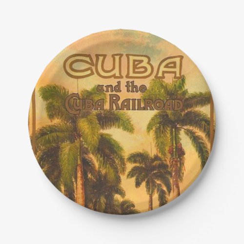 Vintage Cuban Travel _ Cuba Railroad Paper Plates