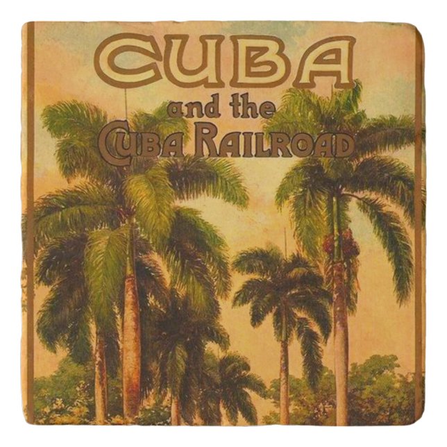 Vintage Cuban Travel - Cuba Railroad Trivet (Front)