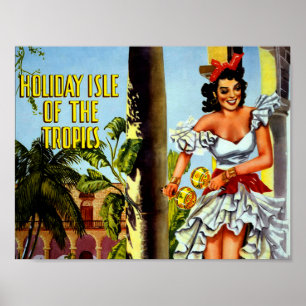 Vintage Cuban Travel Poster - Holiday Isle Tropics