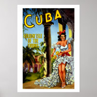Vintage Cuban Travel Poster Tropics Holiday