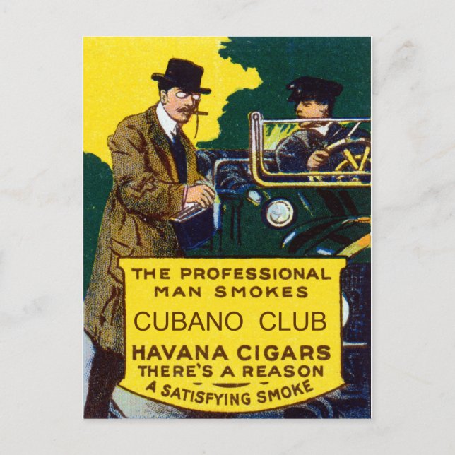 Vintage Cubano Club Cigars Postcard (Front)