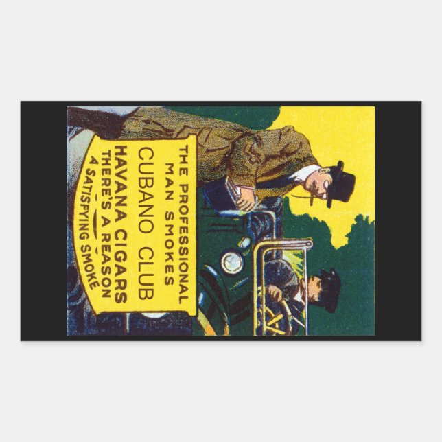 Vintage Cubano Club Cigars Rectangular Sticker (Front)