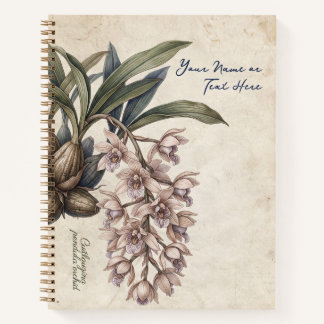 Vintage Cuitlauzina Pendula Orchid Spiral Notebook