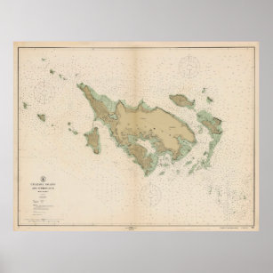 Vintage Culebra Puerto Rico Map (1914) Poster