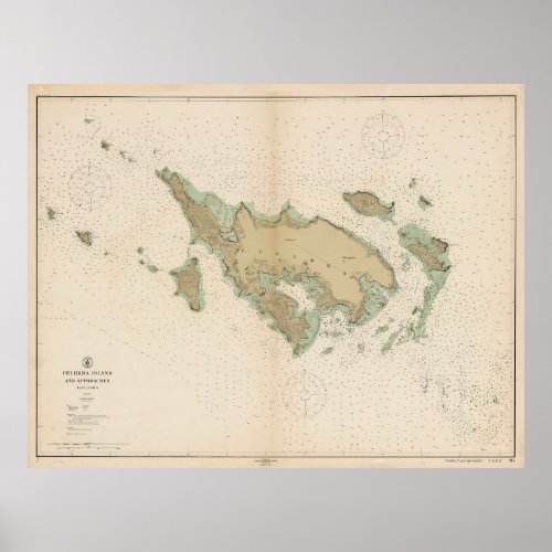 Vintage Culebra Puerto Rico Map 1914 Poster