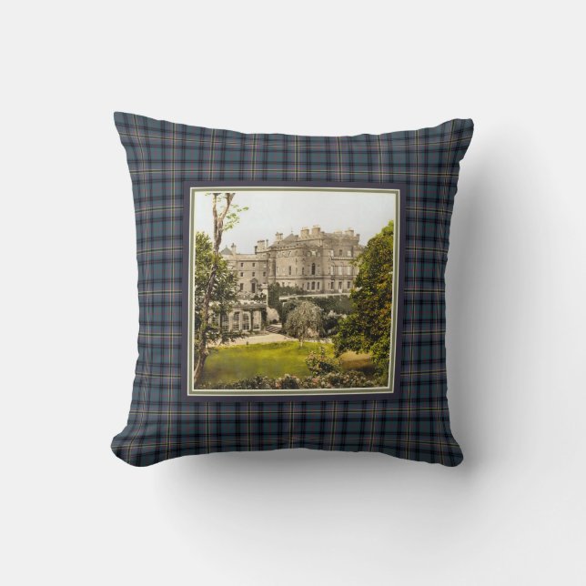 Vintage Culzean Castle Clan Kennedy Tartan Throw Pillow (Front)