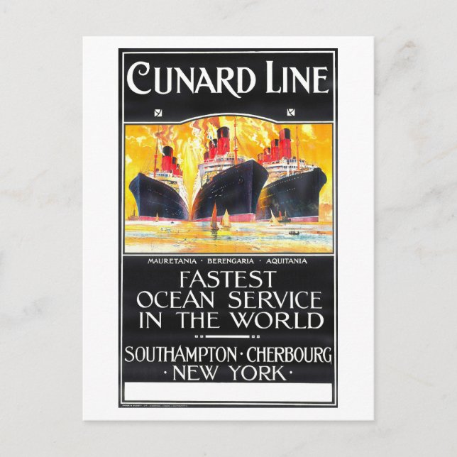 Vintage Cunard Line Advertisement Postcard (Front)