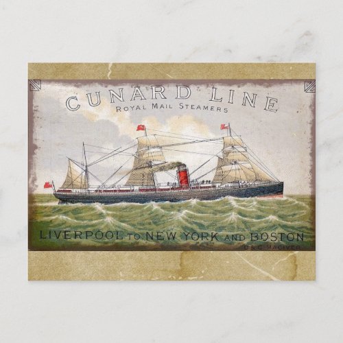 Vintage Cunard Line Royal Mail Steamers Postcard