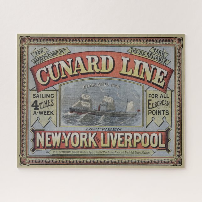 Vintage Cunard Line Shipping Company Ad Jigsaw Puzzle (Horizontal)