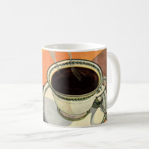 Vintage Cup of Coffee, Saucer, Spoon, Retro Diner