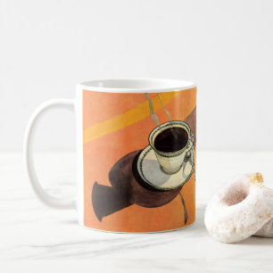 Vintage Cup of Coffee, Saucer, Spoon, Retro Diner