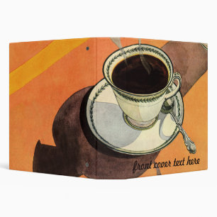 Vintage Cup of Coffee, Saucer, Spoon, Retro Diner 3 Ring Binder