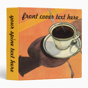 Vintage Cup of Coffee, Saucer, Spoon, Retro Diner 3 Ring Binder